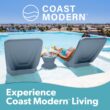 GoSports Coast Modern in Pool Lounge Chair - Waterproof & Weighted Chaise Lounger - Outdoor Pool Furniture for Patio or in Baja Shelf - Stone Blue