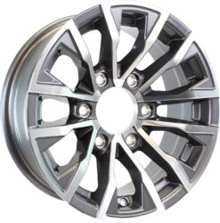 eCustomrim Aluminum Trailer Wheel 16X6 16 Inch 6 Lug 5.5 Center Edge Gun Metal Rim 3.75 Center Bore
