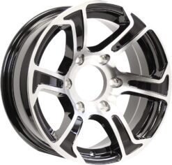 eCustomrim Aluminum Trailer Wheel 16X6 16 Inch Rim Black and Machined 6 Lug on 5.5 Center