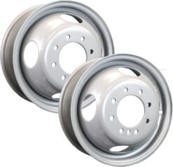 eCustomrim 2-Pack Dually Dual Silver Grey Trailer Wheel 16 Inch 16X6 8 Lug On 6.5 Inch Rim 4.77 Center Bore