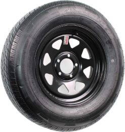 eCustomrim Radial Trailer Tire and Rim ST205/75R15 15X5 5 Lug 4.5 Center Load C Black Spoke Wheel - 6 Year Warranty w/Roadside