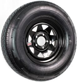 eCustomrim Radial Trailer Tire On Rim ST205/75R14 14 Inch Load C 5 Lug On 4.5 Center Black Spoke Wheel - 6 Year Warranty w/Roadside