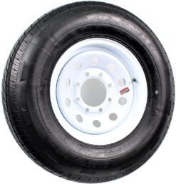 eCustomrim Radial Trailer Tire On White Rim ST235/80R16 16 Inch Load Range E 8 Lug Modular Wheel - 6 Year Warranty w/Roadside
