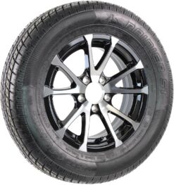 eCustomrim Radial Trailer Tire Rim Assembly 145/R12 12 Inch Load Range D 5 Lug Black Aluminum Rim ST145/R12-6 Year Warranty w/Roadside