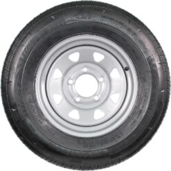 eCustomrim Radial Trailer Tire On Rim ST185/80R13 13 Inch 5 Lug on 4.5 Silver Grey Wheel - 6 Year Warranty w/Roadside
