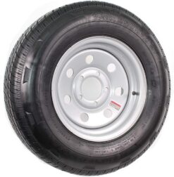 eCustomrim Radial Trailer Tire On Rim ST185/80R13 13 Inch 13X4.5 5 Lug On 4.5 Silver Grey Wheel - 6 Year Warranty w/Roadside