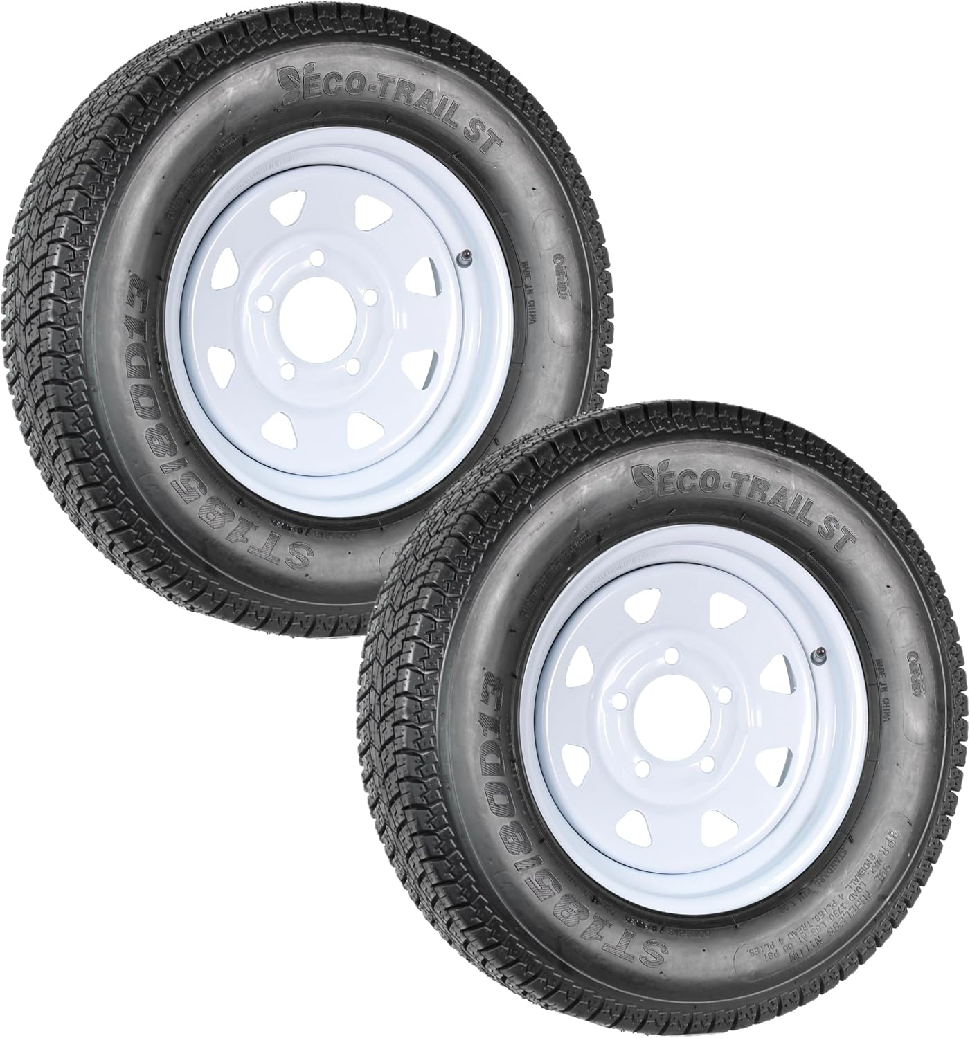 eCustomrim 2-Pack Trailer Tire Rim Assembly ST185/80D13 13 Inch Load Range C 5 Lug White Wheel - 2 Year Warranty w/Roadside eCustomrim 2-Pack Trailer Tire Rim Assembly ST185/80D13 13 Inch Load Range C 5 Lug White Wheel - 2 Year Warranty w/Roadside