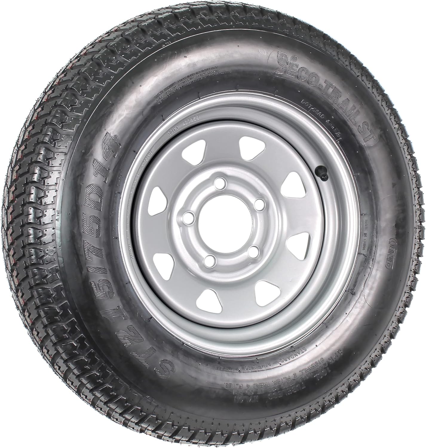 eCustomrim Mounted Trailer Tire Rim Assembly ST215/75D14 14 Inch Load Range C 5 Lug 4.5 Center Silver Grey Wheel - 2 Year Warranty w/Roadside eCustomrim Mounted Trailer Tire Rim Assembly ST215/75D14 14 Inch Load Range C 5 Lug 4.5 Center Silver Grey Wheel - 2 Year Warranty w/Roadside