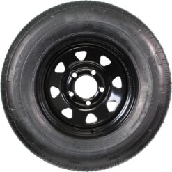 eCustomrim Trailer Tire and Rim Radial ST175/80R13 13 Inch 5 Lug 4.5 Center Black Spoke Wheel - 6 Year Warranty w/Free Roadside