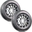 eCustomrim 2-Pack Radial Trailer Tire Rim ST225/75R15 Load D 6 Lug Aluminum T07 Black Wheel - 6 Year Warranty w/Roadside