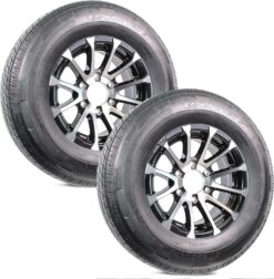 eCustomrim 2-Pack Radial Trailer Tire Rim ST225/75R15 Load D 6 Lug Aluminum T07 Black Wheel - 6 Year Warranty w/Roadside
