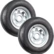 eCustomrim 2-Pack Radial Trailer Tire On Rim ST205/75R14 14 Inch Load Range D 5 Lug Galvanized Spoke Wheel - 6 Year Warranty w/Roadside