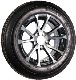 eCustomrim Trailer Tire Aluminum Rim Assembly 4.80-12 480-12 12 Inch 5 Lug Black T07 Wheel - 2 Year Warranty w/Free Roadside