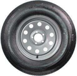 eCustomrim Radial Trailer Tire On Silver Grey Rim ST225/75R15 15 Inch Load D 5 Lug On 4.5 Wheel - 6 Year Warranty w/Roadside