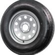 eCustomrim Radial Trailer Tire On Silver Grey Rim ST225/75R15 15 Inch Load D 5 Lug On 4.5 Wheel - 6 Year Warranty w/Roadside