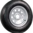 eCustomrim Radial Trailer Tire On Silver Grey Rim ST225/75R15 15 Inch Load D 5 Lug On 4.5 Wheel - 6 Year Warranty w/Roadside