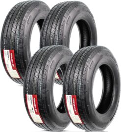 eCustomrim 4-Pack ST225/75R15 DEEP TREAD Heavy Duty Steel Belted Radial Trailer Tire Load D With Curb Guard - 6 Year Warranty w/Roadside