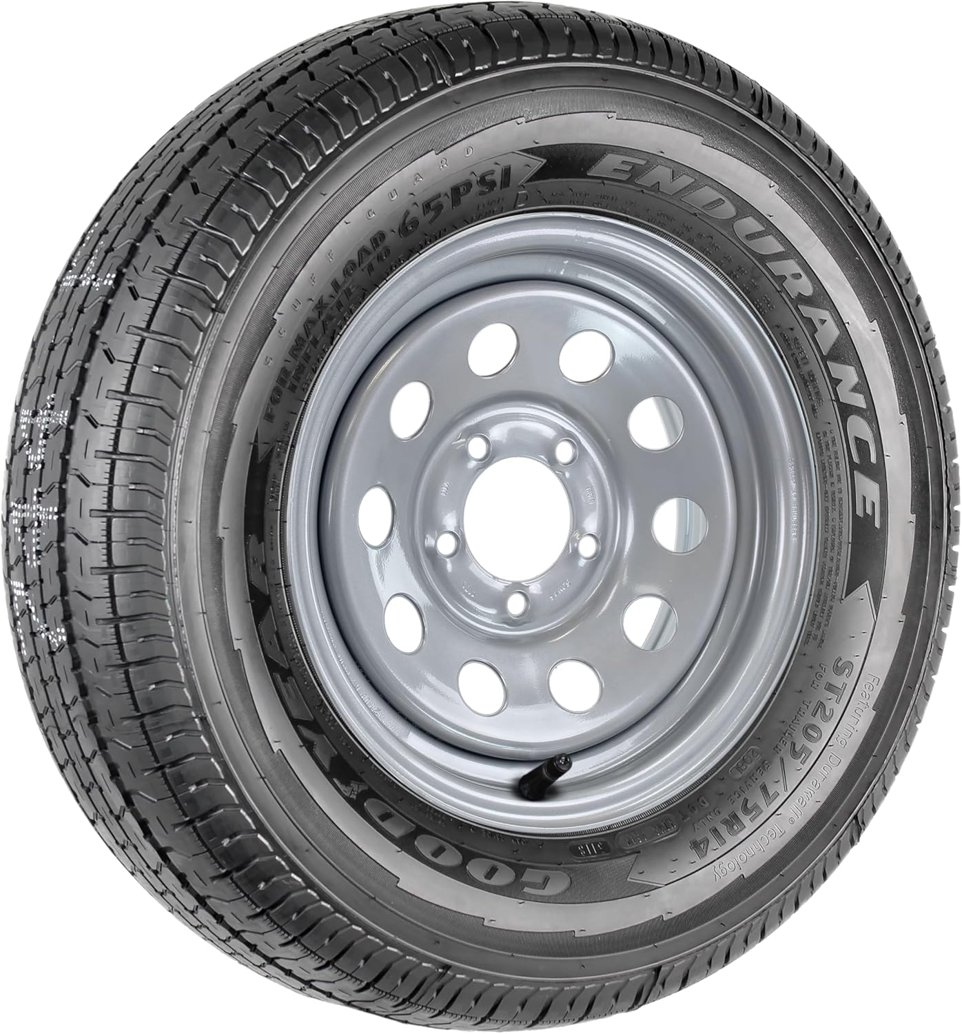 Trailer Tire Fits Goodyear Endurance ST205/75R14 205/75R14 LRD On Silver Grey Modular Rim 5 Lug Trailer Tire Fits Goodyear Endurance ST205/75R14 205/75R14 LRD On Silver Grey Modular Rim 5 Lug