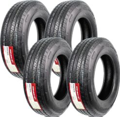 eCustomrim 4-Pack ST225/75R15 DEEP TREAD Heavy Duty Steel Belted Radial Trailer Tire Load E With Curb Guard - 6 Year Warranty w/Roadside