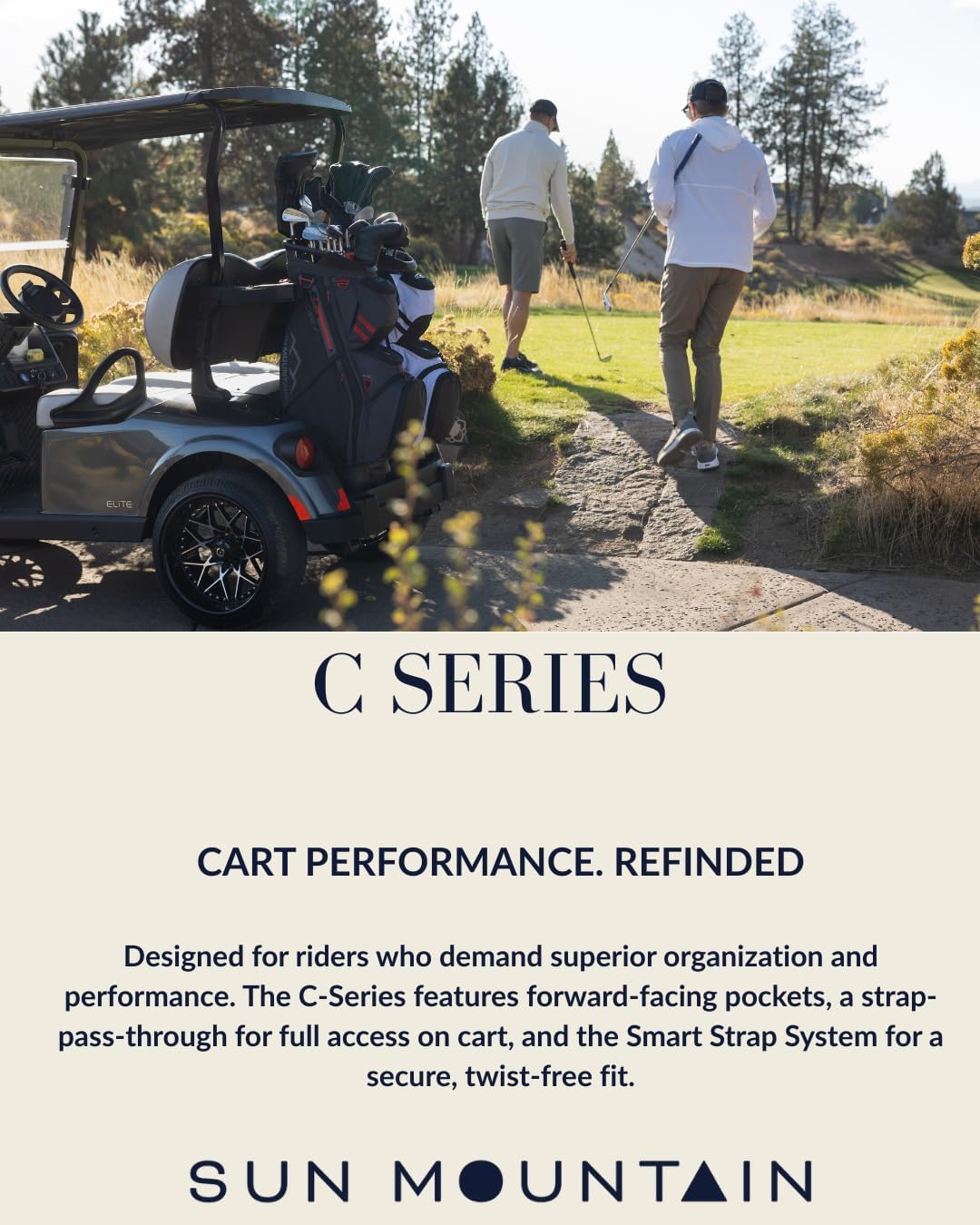 Sun Mountain Men's C130 Lightweight Cart Golf Bag, 14-Way Top, 2025 Model, Black White Sun Mountain Men's C130 Lightweight Cart Golf Bag, 14-Way Top, 2025 Model
