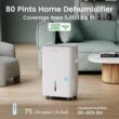 Waykar 80 Pints Energy Star Dehumidifier for Spaces up to 5,000 Sq. Ft at Home, in Basements and Large Rooms with Drain Hose and 1.14 Gallons Water Tank