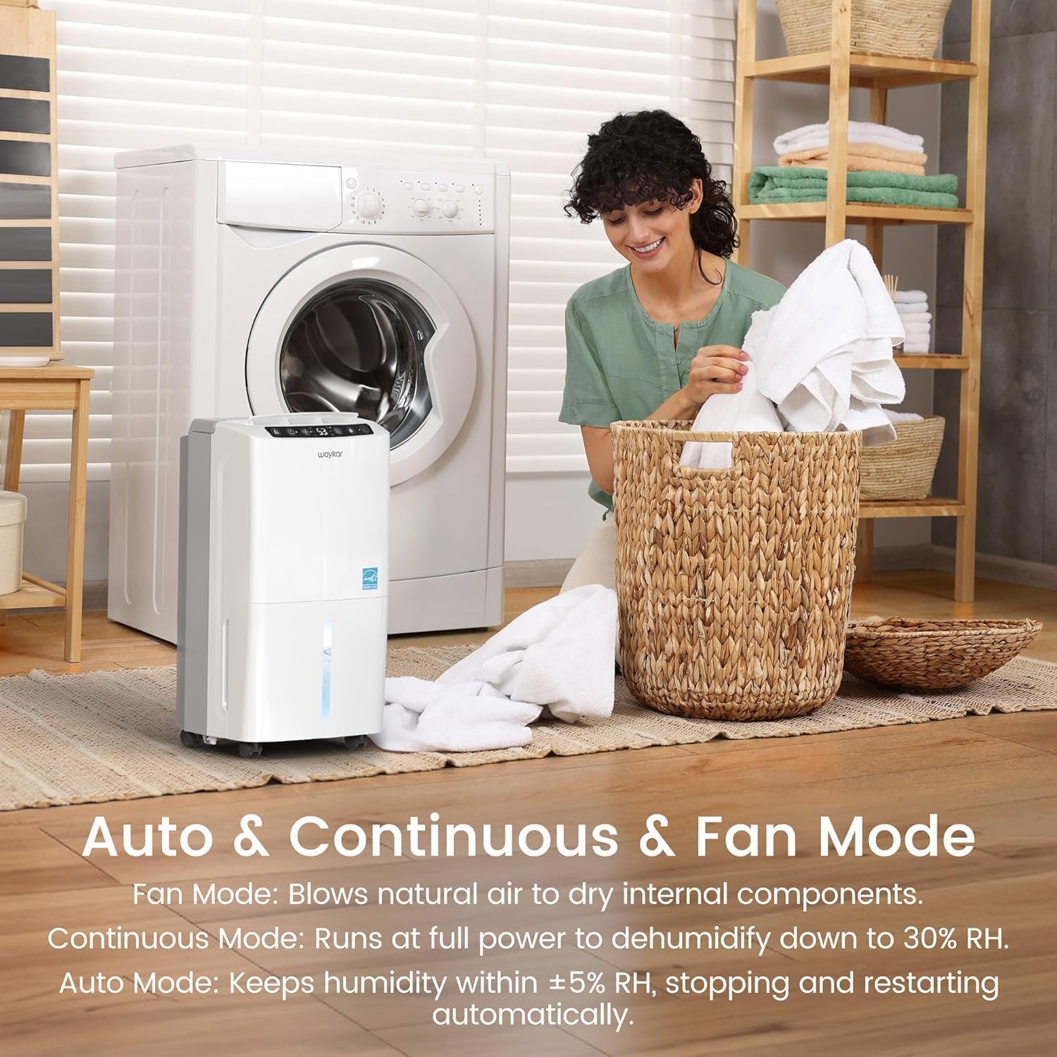 Waykar 2000 Sq. Ft 34 Pints 2025 Most Efficient Energy Star Dehumidifier for Home and Basement with Auto or Manual Drainage, Quiet 33dB Operation, 0.62 Gallon Water Tank Capacity Waykar 2000 Sq. Ft 34 Pints 2025 Most Efficient Energy Star Dehumidifier for Home and Basement with Auto or Manual Drainage, Quiet 33dB Operation, 0.62 Gallon Water Tank Capacity