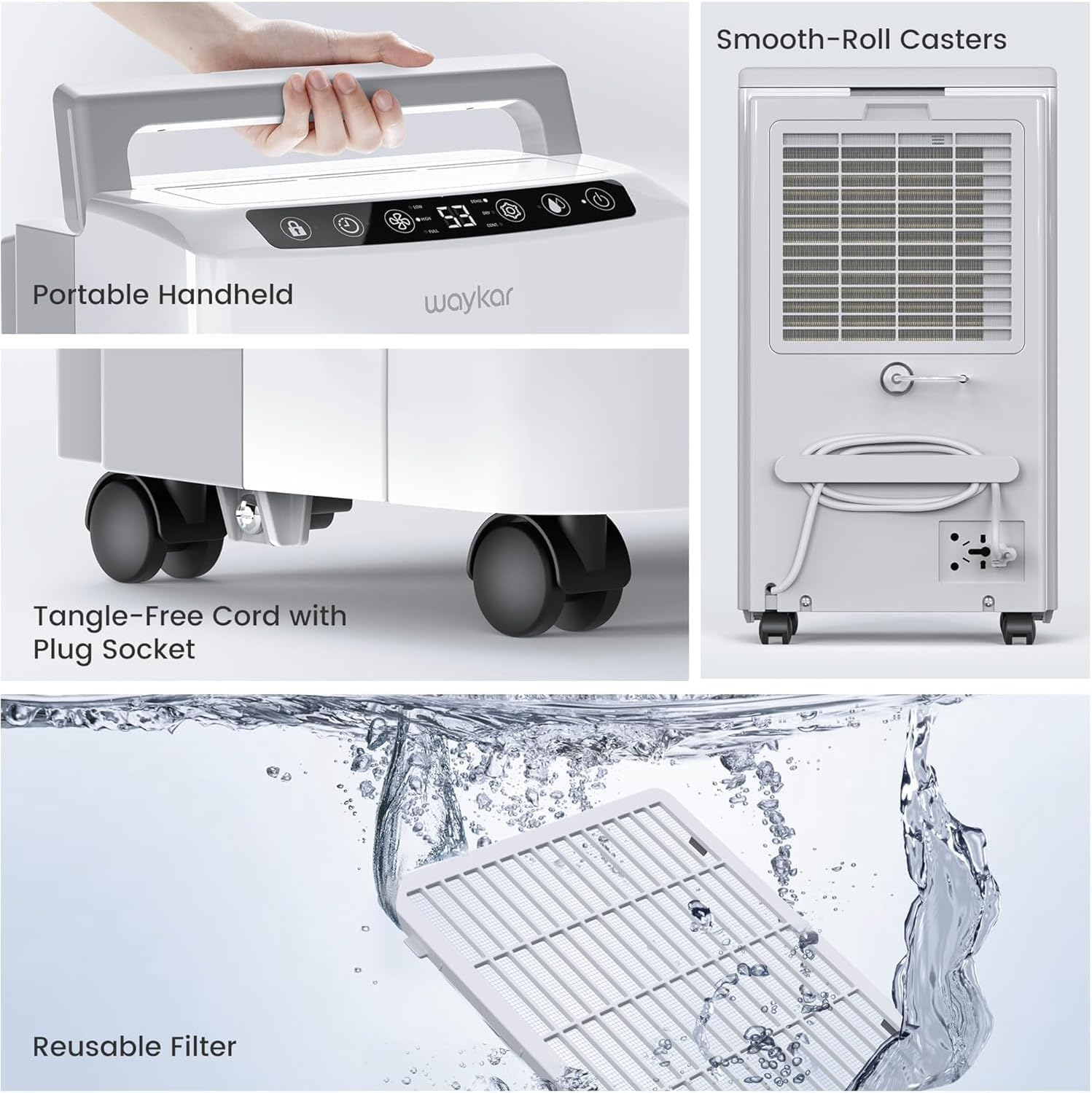 Waykar 2000 Sq. Ft 34 Pints 2025 Most Efficient Energy Star Dehumidifier for Home and Basement with Auto or Manual Drainage, Quiet 33dB Operation, 0.62 Gallon Water Tank Capacity Waykar 2000 Sq. Ft 34 Pints 2025 Most Efficient Energy Star Dehumidifier for Home and Basement with Auto or Manual Drainage, Quiet 33dB Operation, 0.62 Gallon Water Tank Capacity