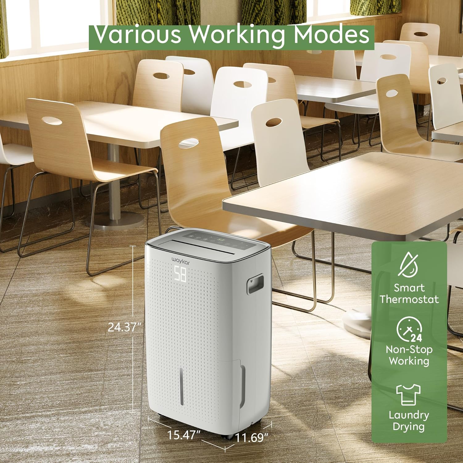 Waykar 150 Pint 7,000 Sq.Ft Dehumidifier for Basement & Home, Large Room, Smart Compressor Dehumidifier with Drain Hose & Tank for Commercial, 30%-80% Humidity Control, 92° Auto Swing, Auto Defrost. Waykar 150 Pint 7,000 Sq.Ft Dehumidifier for Basement & Home, Large Room, Smart Compressor Dehumidifier with Drain Hose & Tank for Commercial, 30%-80% Humidity Control, 92° Auto Swing, Auto Defrost.