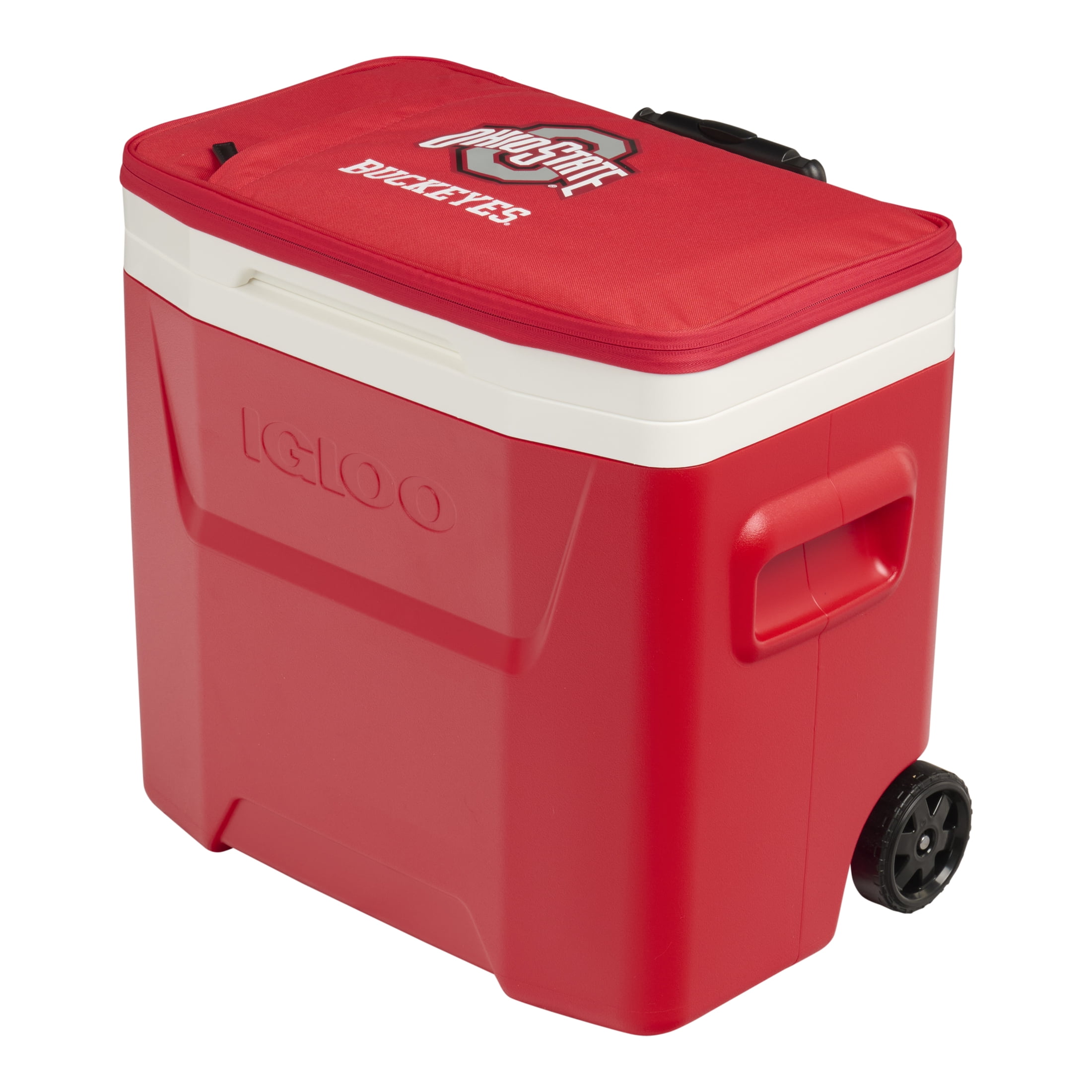The University of Ohio State Buckeyes 28 QT Laguna Soft Top Wheeled Cooler by Igloo, Red