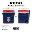 Igloo x USSF 60 QT Laguna Ice Chest Cooler with Wheels, US Soccer Rolling Cooler for Games and Practices, Red White and Blue