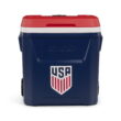 Igloo x USSF 60 QT Laguna Ice Chest Cooler with Wheels, US Soccer Rolling Cooler for Games and Practices, Red White and Blue