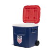 Igloo x USSF 60 QT Laguna Ice Chest Cooler with Wheels, US Soccer Rolling Cooler for Games and Practices, Red White and Blue