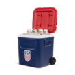 Igloo x USSF 60 QT Laguna Ice Chest Cooler with Wheels, US Soccer Rolling Cooler for Games and Practices, Red White and Blue