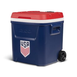 Igloo x USSF 60 QT Laguna Ice Chest Cooler with Wheels, US Soccer Rolling Cooler for Games and Practices, Red White and Blue