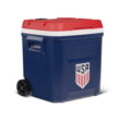 Igloo x USSF 60 QT Laguna Ice Chest Cooler with Wheels, US Soccer Rolling Cooler for Games and Practices, Red White and Blue