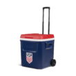 Igloo x USSF 60 QT Laguna Ice Chest Cooler with Wheels, US Soccer Rolling Cooler for Games and Practices, Red White and Blue