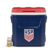 Igloo x USSF 60 QT Laguna Ice Chest Cooler with Wheels, US Soccer Rolling Cooler for Games and Practices, Red White and Blue
