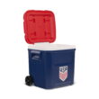 Igloo x USSF 60 QT Laguna Ice Chest Cooler with Wheels, US Soccer Rolling Cooler for Games and Practices, Red White and Blue