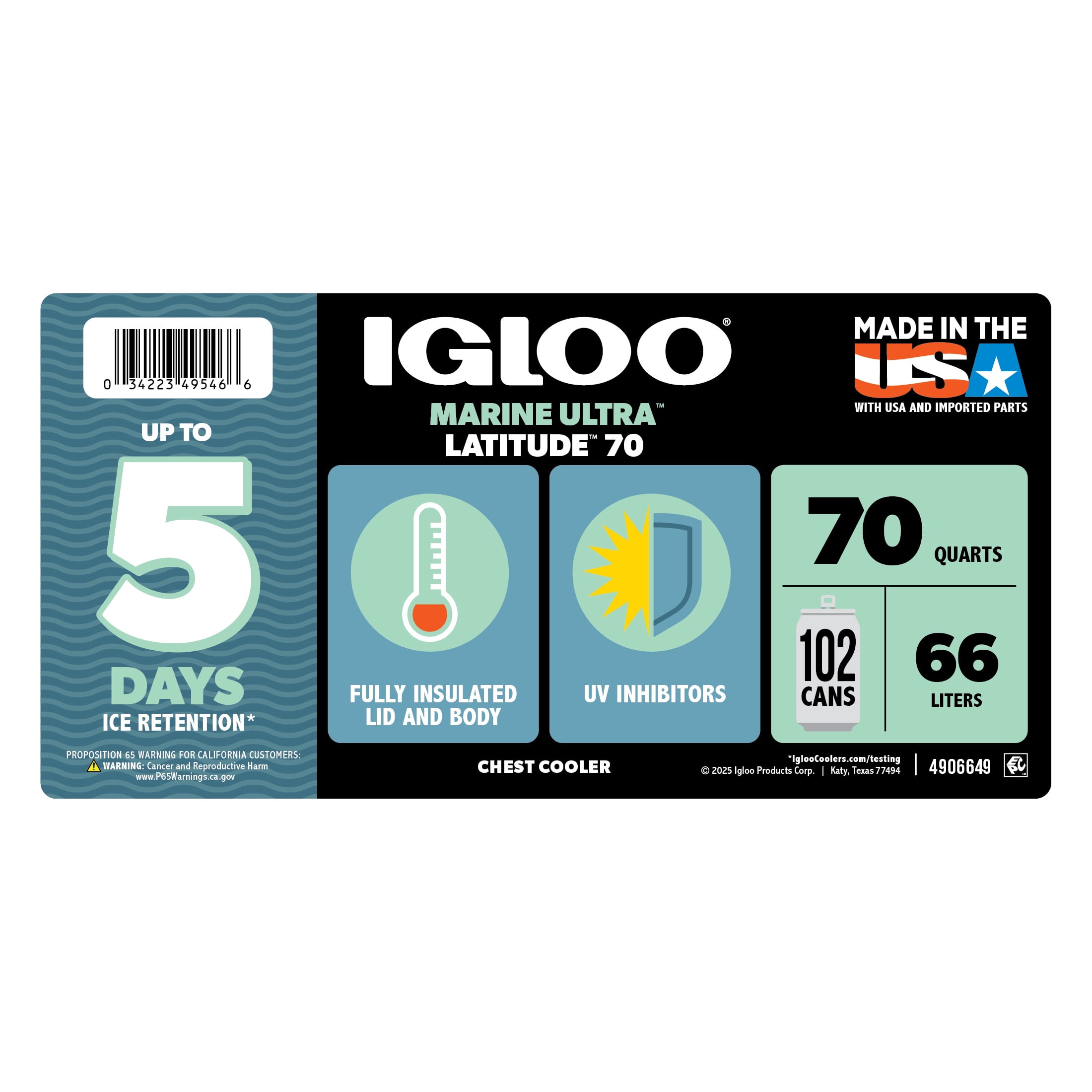 Igloo 70 Qt Latitude Marine Ultra, White and Moonscape Igloo 70 Qt Latitude Marine Ultra, White and Moonscape