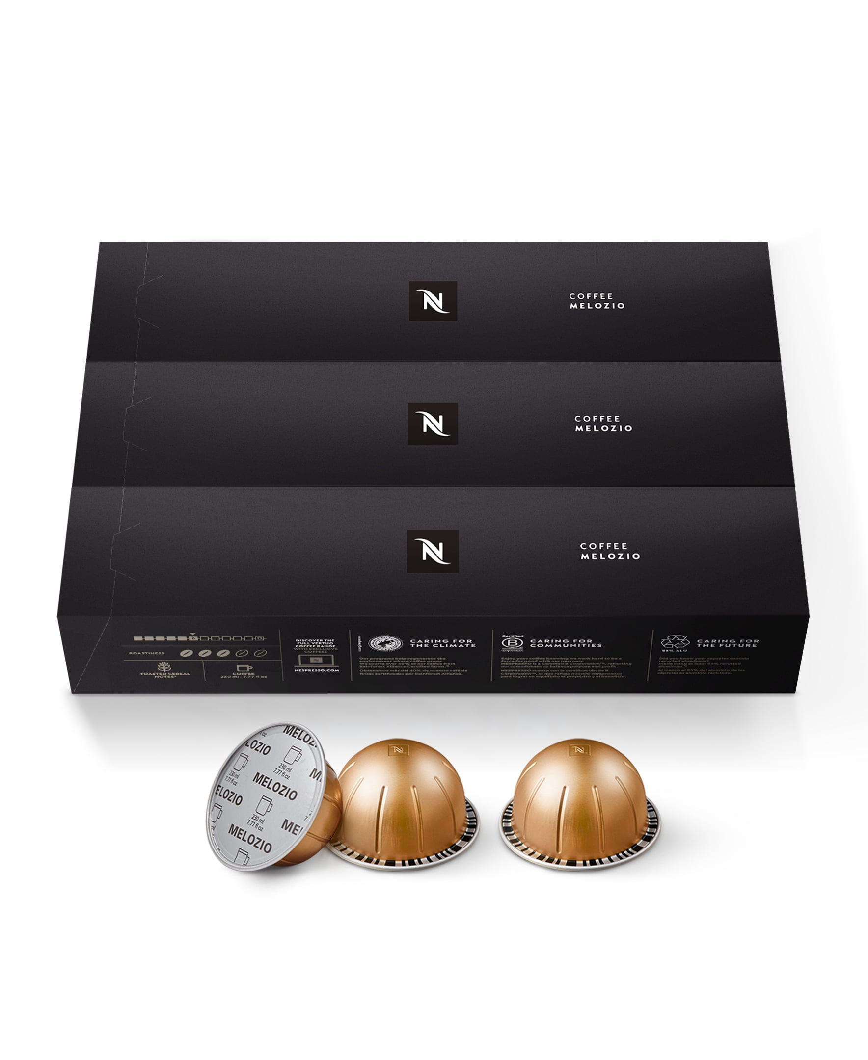Nespresso Capsules Vertuo, Melozio, Medium Roast Coffee, 30-Count Coffee Pods