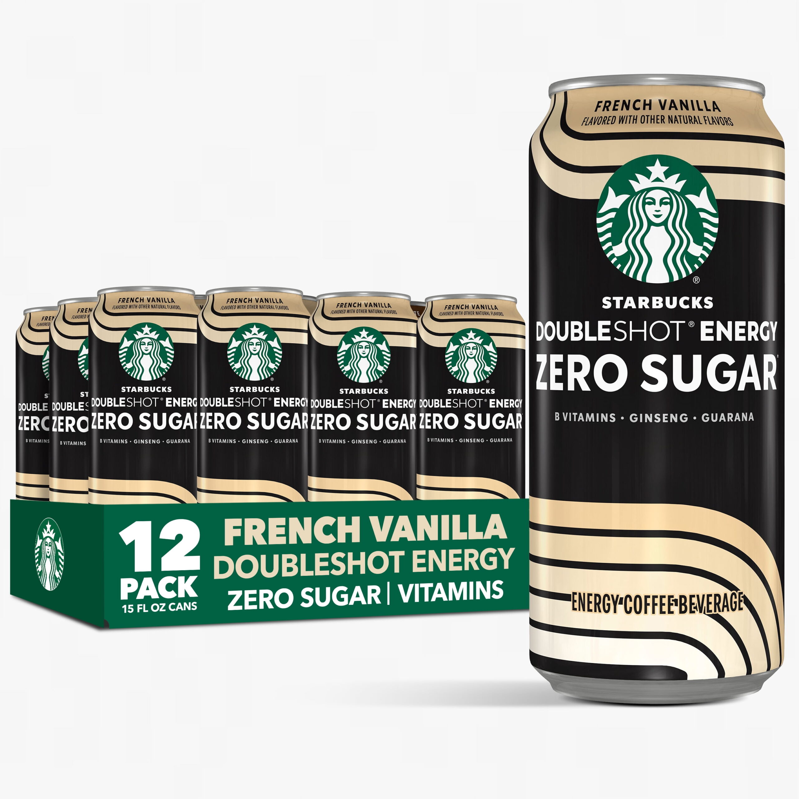 Starbucks Zero Sugar French Vanilla Doubleshot Coffee Energy Drink, 15 fl oz Cans, 12 pack&ZeroWidthSpace;