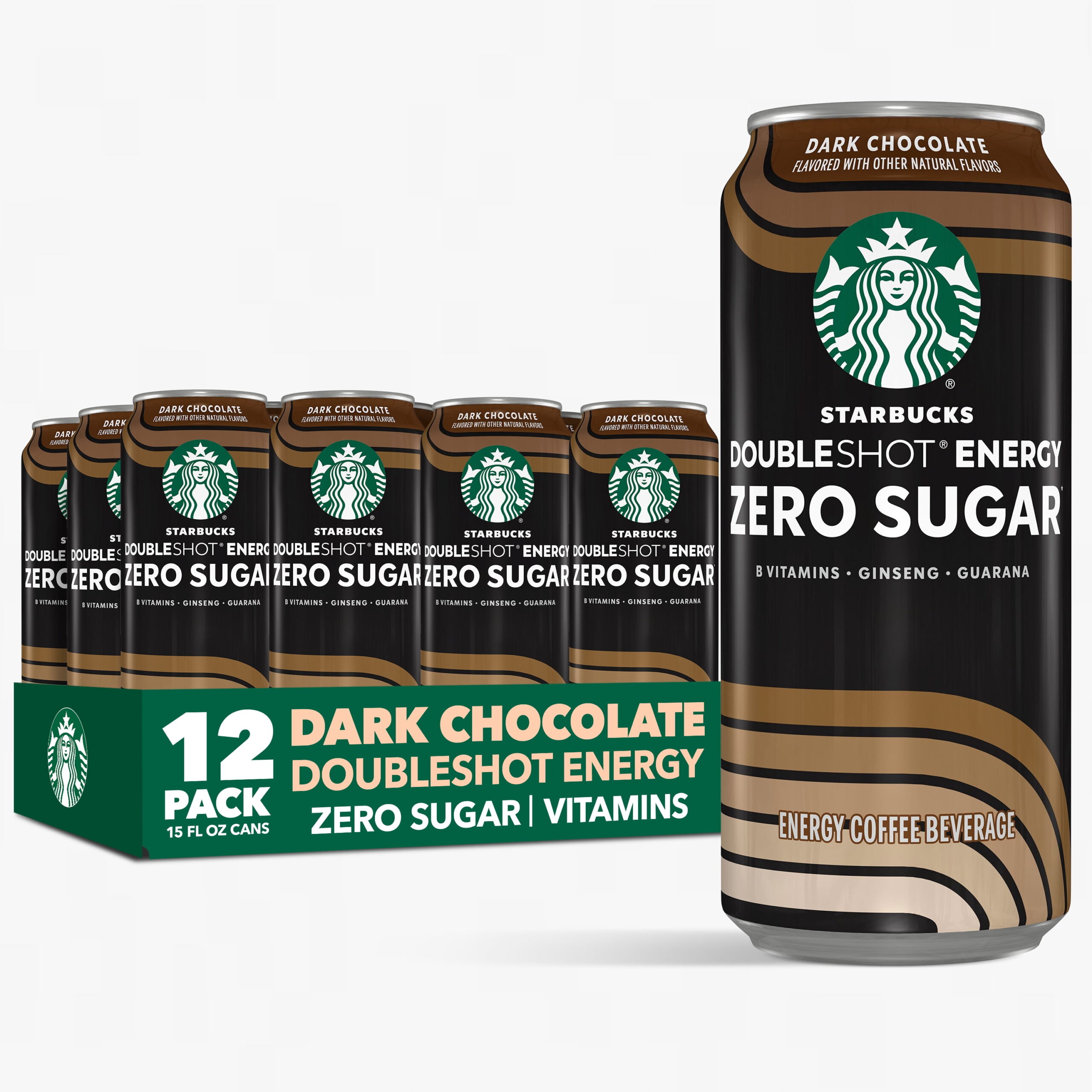 Starbucks Zero Sugar Dark Chocolate Doubleshot Coffee Energy Drink, 15 fl oz Cans, 12 pack&ZeroWidthSpace;