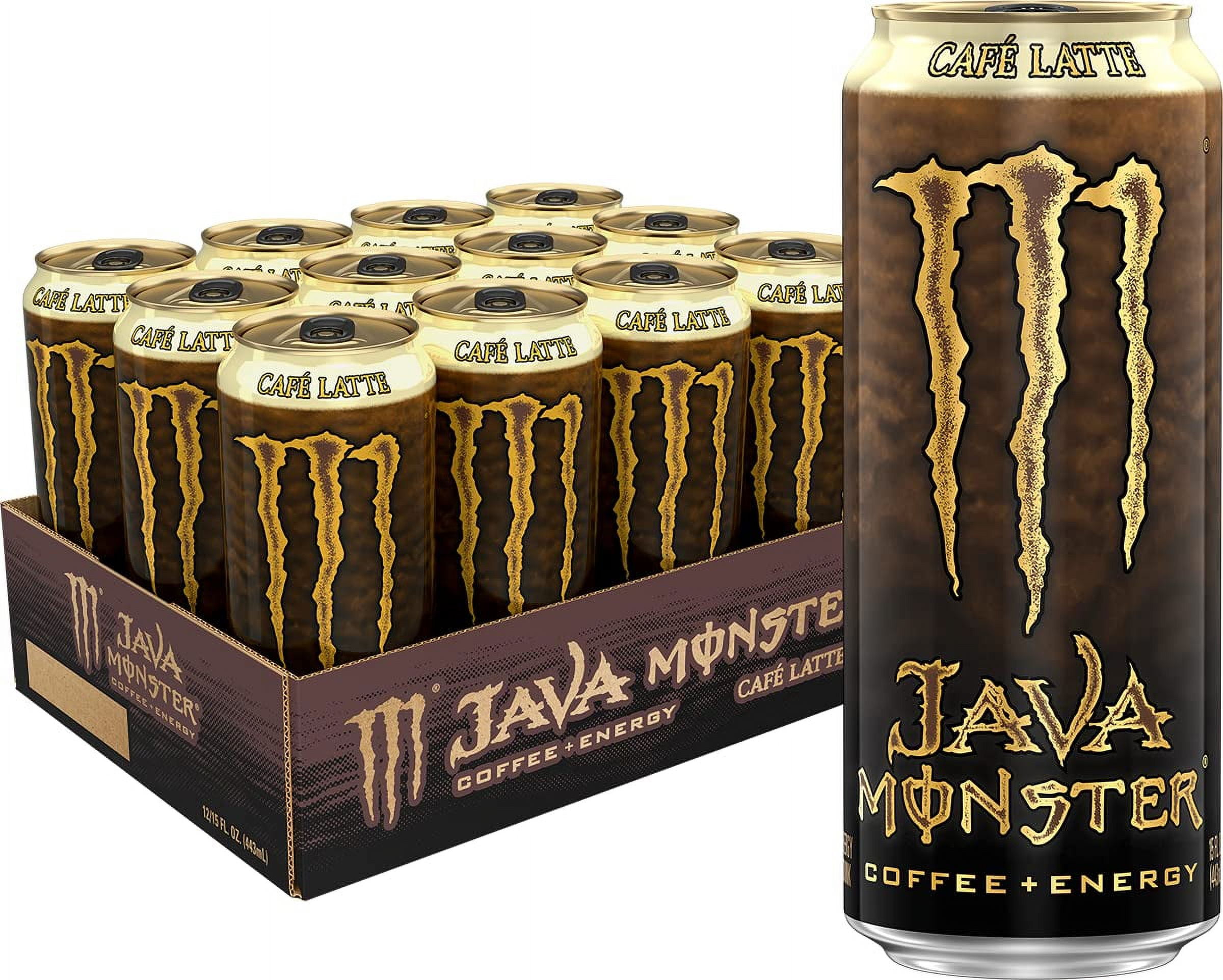 (12 Cans) Monster Energy Java Café Latte, Coffee + Energy Drink, 15 fl oz cans
