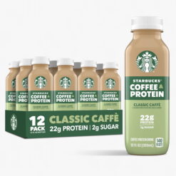 Starbucks Coffee & Protein, Classic Caffe, 12 fl oz Bottles, (12 pack) High Protein Iced Coffee&ZeroWidthSpace;