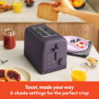 bella 2-Slice Toaster, 6 Setting Shade Control with Reheat, Cancel, Bagel & Defrost Buttons, Removable Crumb Tray, Anti Jam & Auto Shutoff, Plum