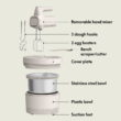 bella 3.5 Qt Hand & Stand Mixer, 2 in 1 Electric Mixer with Bowl, Dough Hook, Whisk & Egg Beater, Oatmilk