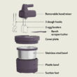 bella 3.5 Qt Hand & Stand Mixer, 2 in 1 Electric Mixer with Bowl, Dough Hook, Whisk & Egg Beater, Plum