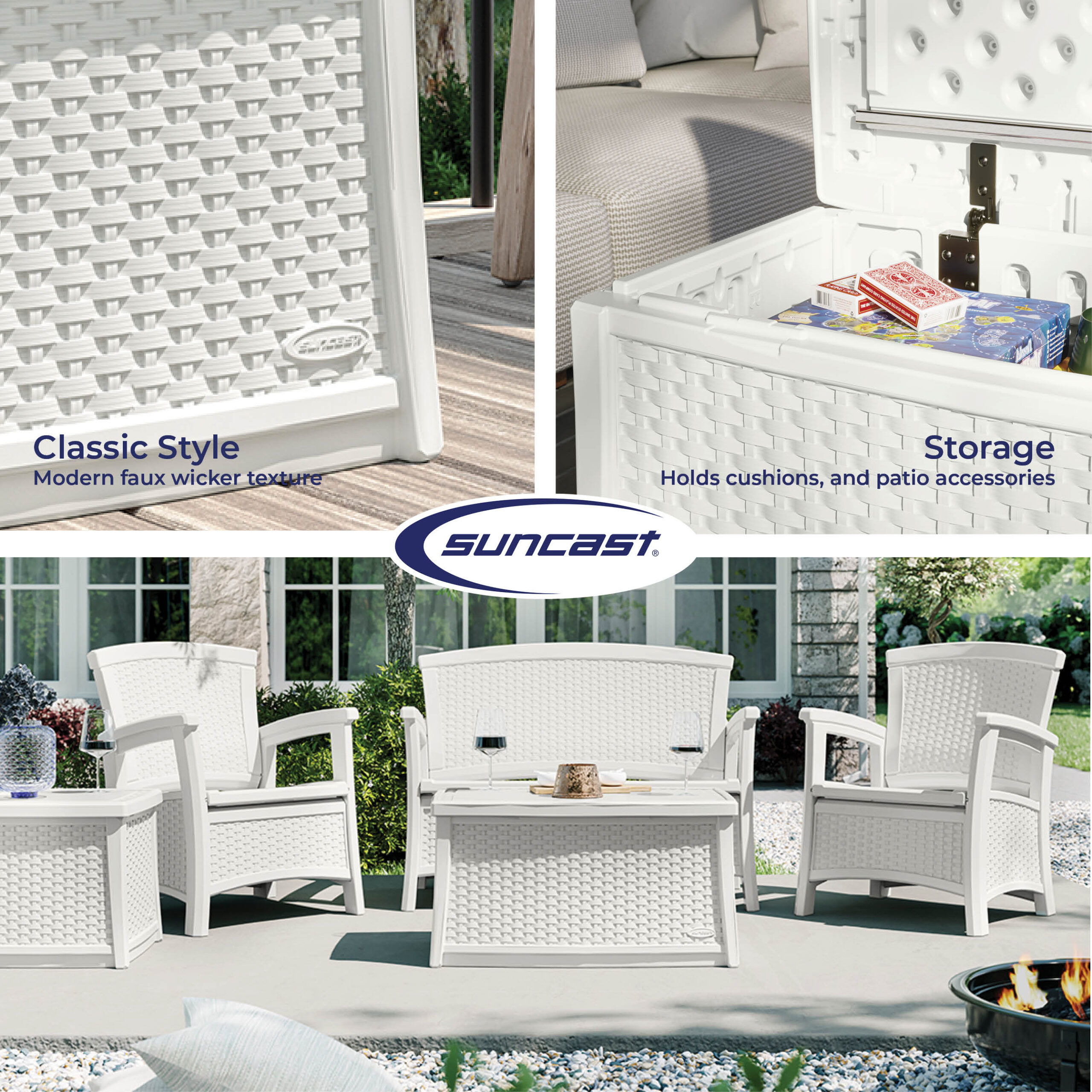 Suncast Resin Ice Cube 34-in W x 18-in H Hinged Top Coffee Table Suncast Resin Ice Cube 34-in W x 18-in H Hinged Top Coffee Table