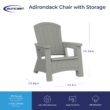 Suncast Adirondack Dove Gray Resin Frame Stationary Adirondack Chair with Solid Seat