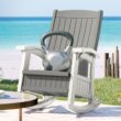 Suncast Storage Dove Gray and Ice Cube Plastic Frame Rocking Chair with Solid Seat